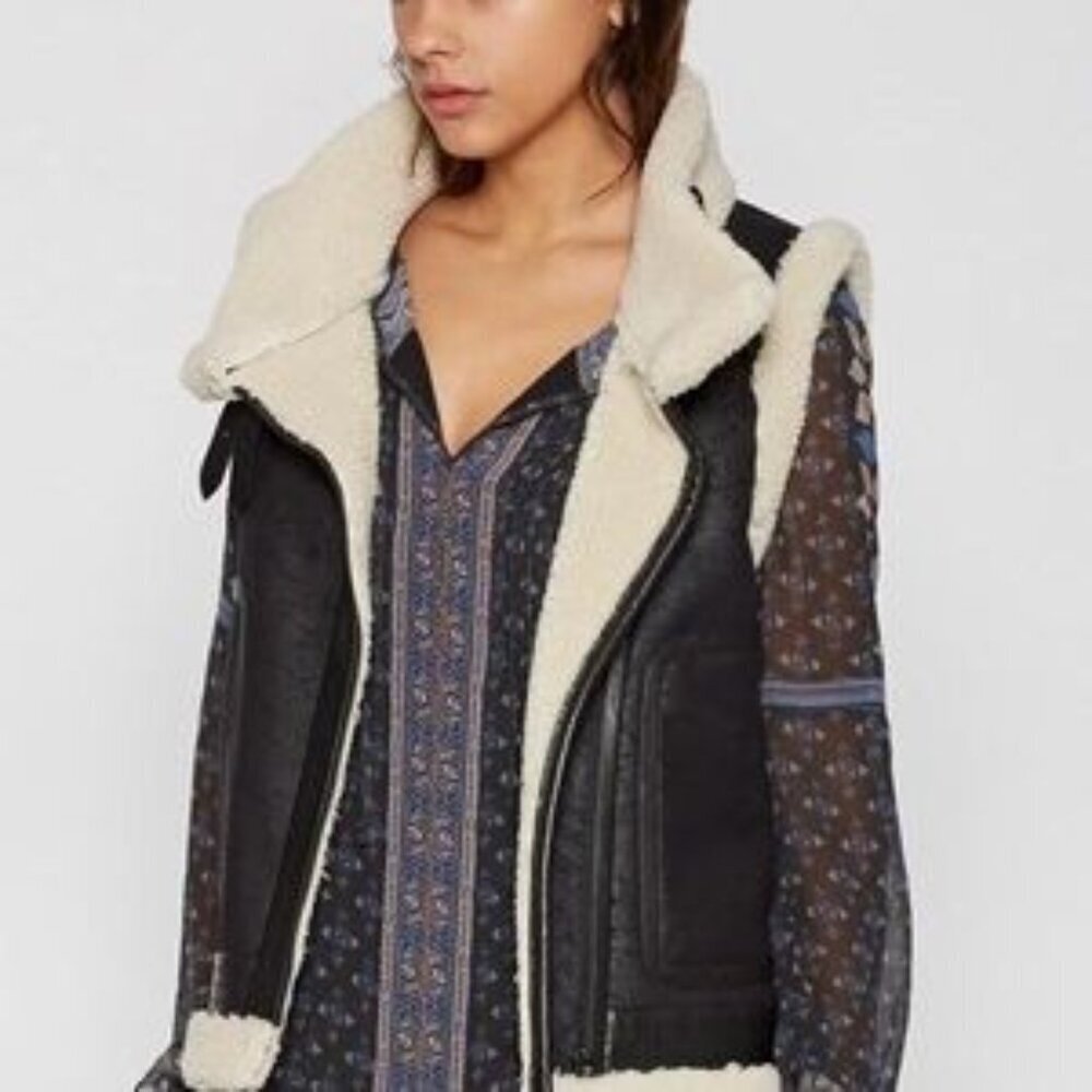 Joie Faux Shearling Lamb Leather Vest Size XS